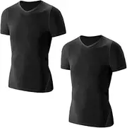 [Lanbaosi] Kids Boy's Compression Shirts Child's Quick Dry Sports Undershirts Short Sleeve Base Layer Tee Tops