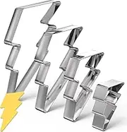 Havawish 4 Pcs Cookie Cutter Set 2 in to 5 in Cookie Cutter Stainless Steel Cookie Cutter for Baking Fondant Fruit Bread Birthday Party Decorations(Lightning Bolt)