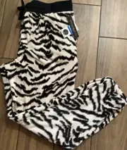 Donna Karan Sleepwear Women’s Size XL Sleep Jogger Velour Pants in Zebra Print