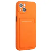 Compatible For iPhone 15 TPU Protective Phone Case Drop-proof Back Cover with Card Holder Orange