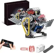 Model Engine Kit for Adults, 8-Cylinder Car Engine Model Metal, V8 Engine Model Kit – 8-Cylinder Metal Car Engine Model with LED Lights and Sound Effects (#1-PCS)