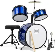 Kids Drum Set 3-Piece Beginner Drum Set Junior Drum Set, W/ Throne Stool, Cymbal