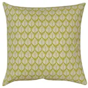 XL Scandi Minimalist Leaf Cushion. 23" (58cm) Square. 100% Cotton. Ochre Yellow.