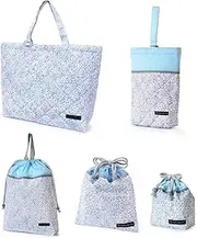 COLORFUL CANDY STYLE NS602200 Kindergarten Entrance Series 5-Piece Set with Safety Gusset, Water Repellent, Lightweight Type, Floral Oasis, Shoe Case, Drawstring Large Drawstring (Cup Bag), Lesson