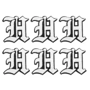 Iron on Letter Patches, 6Pcs Iron on Patches, Letter H Black White