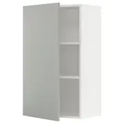 METOD wall cabinet with shelves, white/Havstorp light grey, 60x37x100 cm