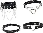 [HONMEET] 4pcs Punk Choker Necklace Family Tree Spiked Choker Heart Choker Black Chokers Goth Spiked Black Choker Necklace Lace Choker Necklaces Leather Heart-shaped