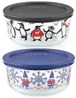 ❤️ PYREX 4 Cup CHRISTMAS Storage Bowl *U-PICK Just Chillin PENGUINS or GNOME ELF