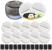 Pack of 12 + 12 Drinking Fountain Cat Replacement Filter, Filter Cat Fountain for 84 fl oz/2.5 L Drinking Fountain for Cats and Dogs, with Carbon Filter and Foam Filter