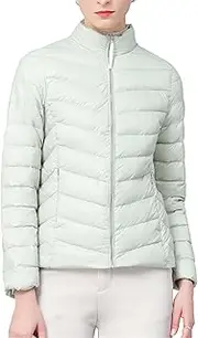 [JEShifangjiusu] Women's Waterproof Windbreaker Parka Jacket Lightweight Zip Quilted Sports Coat, Green, XL