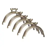 3Pcs Metal Purse Frame,3.3" Retro Arch Lotus Kiss Lock Clasp Frame,Beige