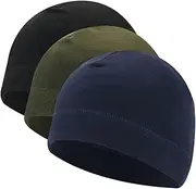 [TUONYIS] 3 Packs Skull Cap Winter Thermal Fleece Running Hat Beanie Hat Headwear with Ear Covers Elastic Helmet Lining for Running Cycling for Women Men
