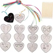 Vaguelly Heart Scratch Paper Crafts Set 12 Pieces Crepe Toys for Children Boys and Girls Party