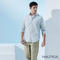 在飛比找Yahoo奇摩購物中心優惠-Nautica 男裝 清新質感條紋長袖襯衫-白色