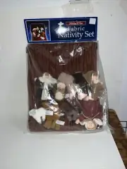 Holiday Time 9 Pc. Fabric Nativity Set w/Storage Box New In Original Package