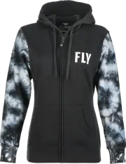 Fly Racing Women's Tie-Die Zip Up Hoodie Md Black/Grey 358-0070M
