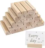 PRETYZOOM 25Pcs Rectangular Wooden Photo Holder Versatile Memo Note Business Card Stand for Home Office Compact Design for Photos Task Reminders for Weddings Events