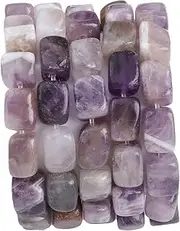 BEADIA Natural Amethyst Cuboid Stone Loose Semi Gemstone Beads for Jewelry Making 8mmx12mm 38cm/Strand