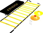 Speed and Agility Ladder Training Equipment Yellow 12 Rung Ladder Free Carrying