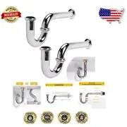 Heavy Duty Stainless Steel Bathroom P-Trap - Modern 2 Pack with Silicone Seals