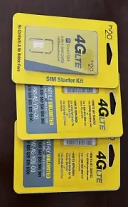 (3) H20 SIM Card Wireless 3-in-1 Triple Mini Micro Nano 4G LTE Smart Starter Kit