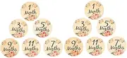 ULDIGI 12 pcs Wooden Monthly Milestone Discs Double Sided Milestone Signs for Newborn Photo Props Wooden Monthly Markers Shower Present and Memory Capture