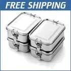 Elegant 850ml Stainless Steel Lunch Containers with Locking Clips - Perfect Gift