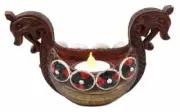6.75"L Norse Viking Mythology Longship Votive Candle Holder Candleholer Resin