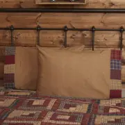 Rustic Standard Pillow Case Set of 2 Tan Patchwork / Bedroom Decor VHC Brands