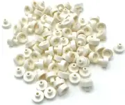 Lego 100 New White Tiles Round 1 x 1 with Bar and Pin Holder Pieces