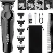 KEMEI 264 Hair Clippers for Men Professional, Cordless T Blade Zero Gap Trimmer, Electric Barber Trimmer, Rechargeable Clippers for Men Haircut, Mens Beard Trimmer with LED Display (Black)