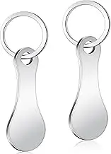 Caianwin 2Pcs Trolley Token,Stainless Steel Trolley Coin Removable Trolley Key for Releasing Supermarket Trolleys Shopping Trolley Token, Silver, 1