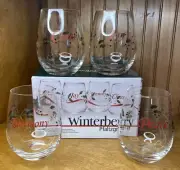 Pfaltzgraff Winterberry Stemless Wine Glasses Sentiments Set of 4 2019