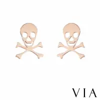 在飛比找momo購物網優惠-【VIA】白鋼耳釘 白鋼耳環 骷髏耳環/個性系列 死亡骷髏造