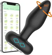 App Controlled Anal Butt Plug Vibrator 360° Rotating Vibrating Anal Plug Stimulator Dildo Prostate Massager with App Control Anal Sex Toys Vibrator for Men and Women Couples Adult Sex Toy (Black)