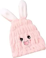 GANAZONO Rabbit Ear Hair Towel Wrap Cap Soft Absorbent Fleece Drying Hat for Quick Hair Drying Cute Shower Cap for Boys for Bath and Home Use