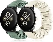 [Tovimall] Bands Compatible with Google Pixel Watch 2 /Pixel Watch Band,Elastic Fabric Watch Band,Scrunchie Strap Replacement Watch Bands For Women(2 Pack)