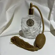 French crystal perfume bottle atomizer With Gold Bulb And Tassel, Diamond Accent