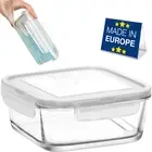 Lav Fresco Glass Food Container with Locked Lid, 1-Pack, 39 Oz, (1150 cc)