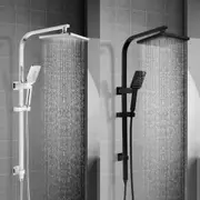 ACA Shower Head Set 8" Rain Handheld Heads Square Chrome Black WELS