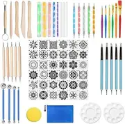 Mandala Dotting Tools, 78Pcs Mandalas Painting Stencil Kits Pen Dotting Tools Brushes Mandala Stencil Paint Tray High Guality