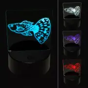 Spotted Guppy Fish 3D Illusion LED Night Light Sign Nightstand Desk Lamp