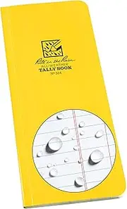 Rite in the Rain Weatherproof Soft Cover Tally Notebook, 3.5" x 8", Yellow Cover, Tally Pattern (No. 324)