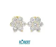 0.96 Natural Diamond Cluster Earrings in 14k yellow gold