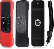 HEYUS [2 Pack] Remote Protector Case for Apple TV 4K / 4th Gen Siri Remote Controller - Light Weight, Anti-Slip, Premium Silicone Case, Lanyard Included, Heavy Shock Absorption (Black+Red)