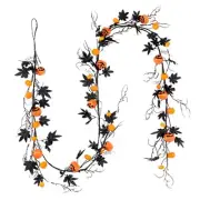 Hanging Maple Leaf Vine with Artificial Pumpkins Halloween Party Decoration