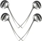 OHPHCALL 4 Pack Large Stainless Steel Serving Spoons Mirror Polished Soup Spoons for Dishes Decorative Sauces