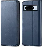FORZAMOR for Google Pixel 8 Pro 5G (6.7 Inch) Case Wallet Cover PU Leather Pockets Shockproof Magnetic Flip Card Holder(Pixel 8 pro,Blue)