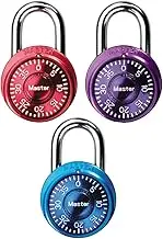 Master Lock 1533TRI Locker Lock Mini Combination Padlock, 3 Pack, Assorted Colors