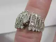 Cluster Wedding 2 Ct Marquise Cut Lab Created Diamond 14K White Gold Plated Ring